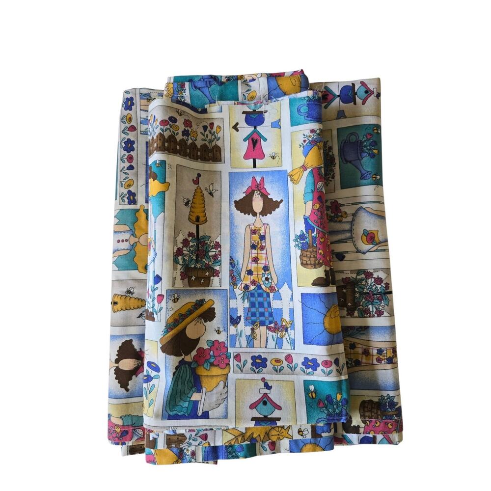 Garden Lady Fabric Gardening Gals in Squares 3 Lots Yardage in Description